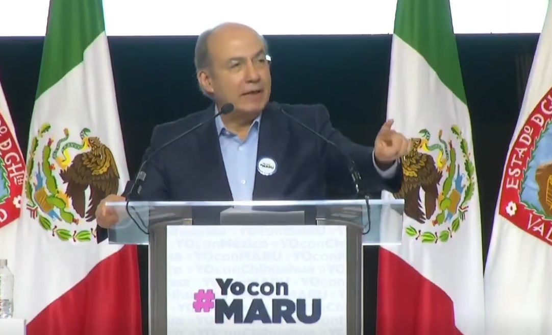 EX PRESIDENTE FELIPE CALDERON CON FUERTE DISCURSO RESPALDA A MARU CAMPOS